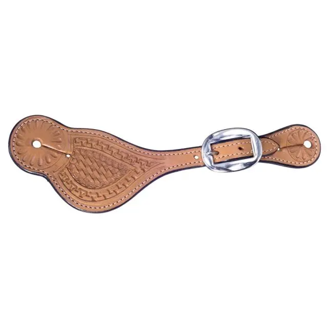 Tough1 Basket Stamp Shaped Spur Straps - Light Oil 1