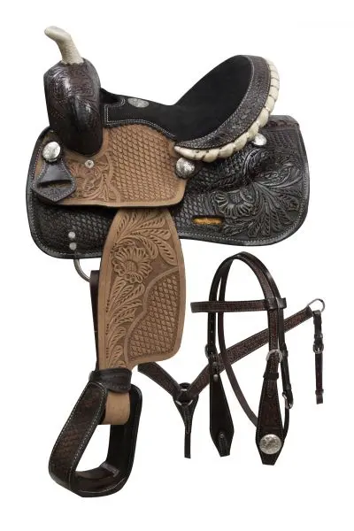 10" Double T Midnight Blossom Pony Saddle Set 1