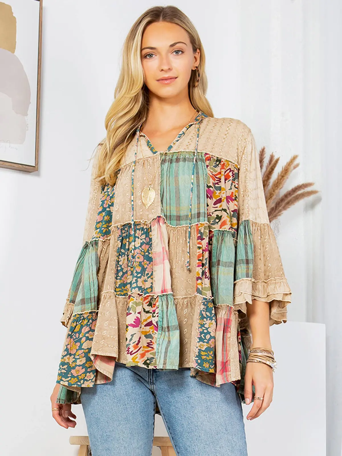 Artistic Fusion: Overdyed Jhabla Top With Rayon Embroidery 1