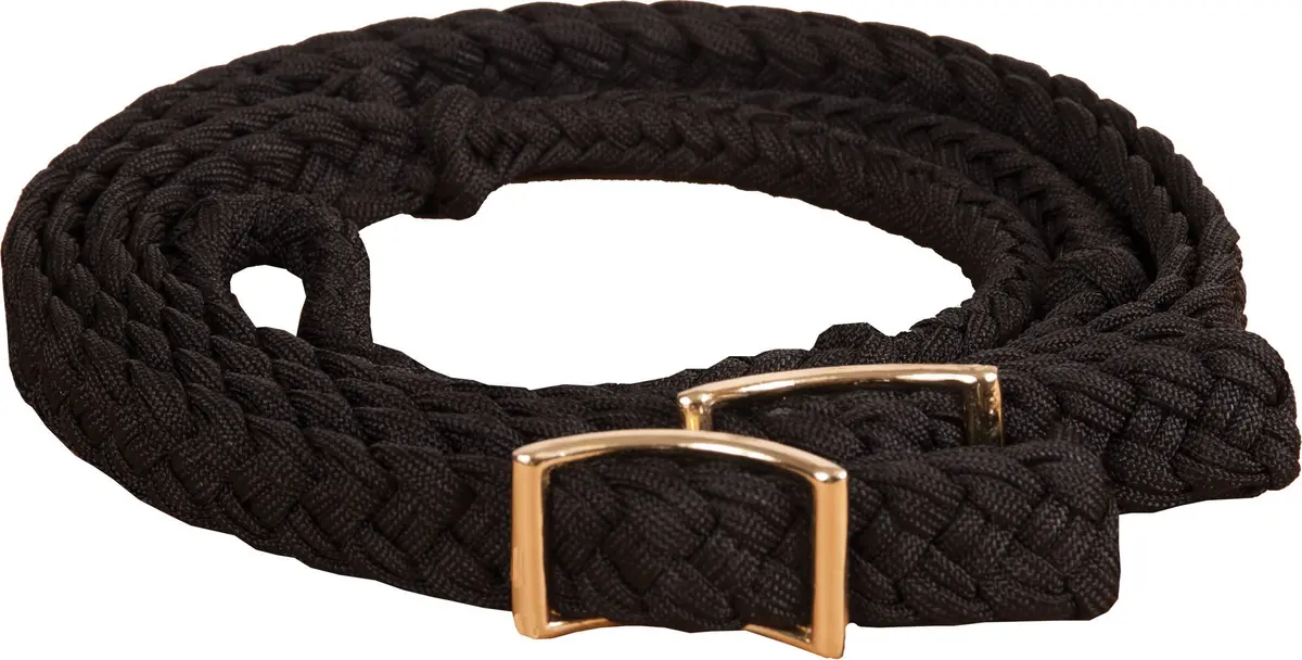 Braided Barrel Racing Rein - Black 1