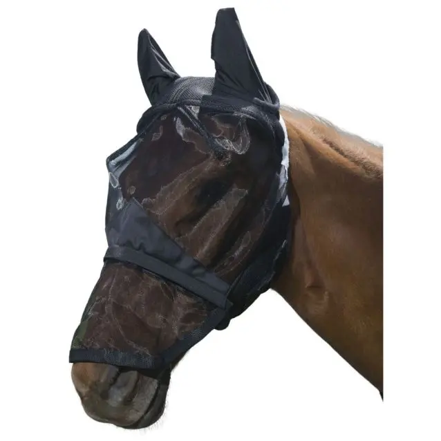 Tough1 Comfort Mesh Fly Mask With Mesh Nose-Black 1