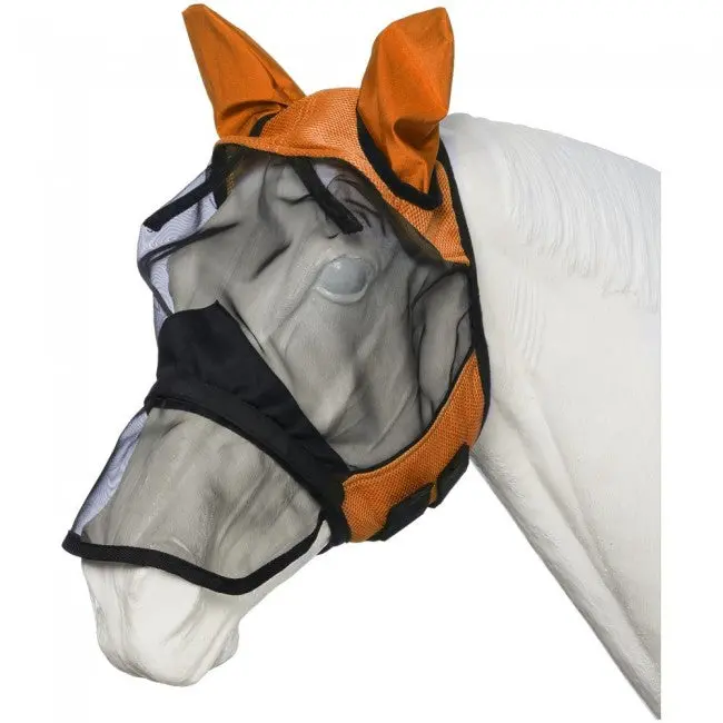 Tough1 Comfort Mesh Fly Mask With Mesh Nose-Orange 1