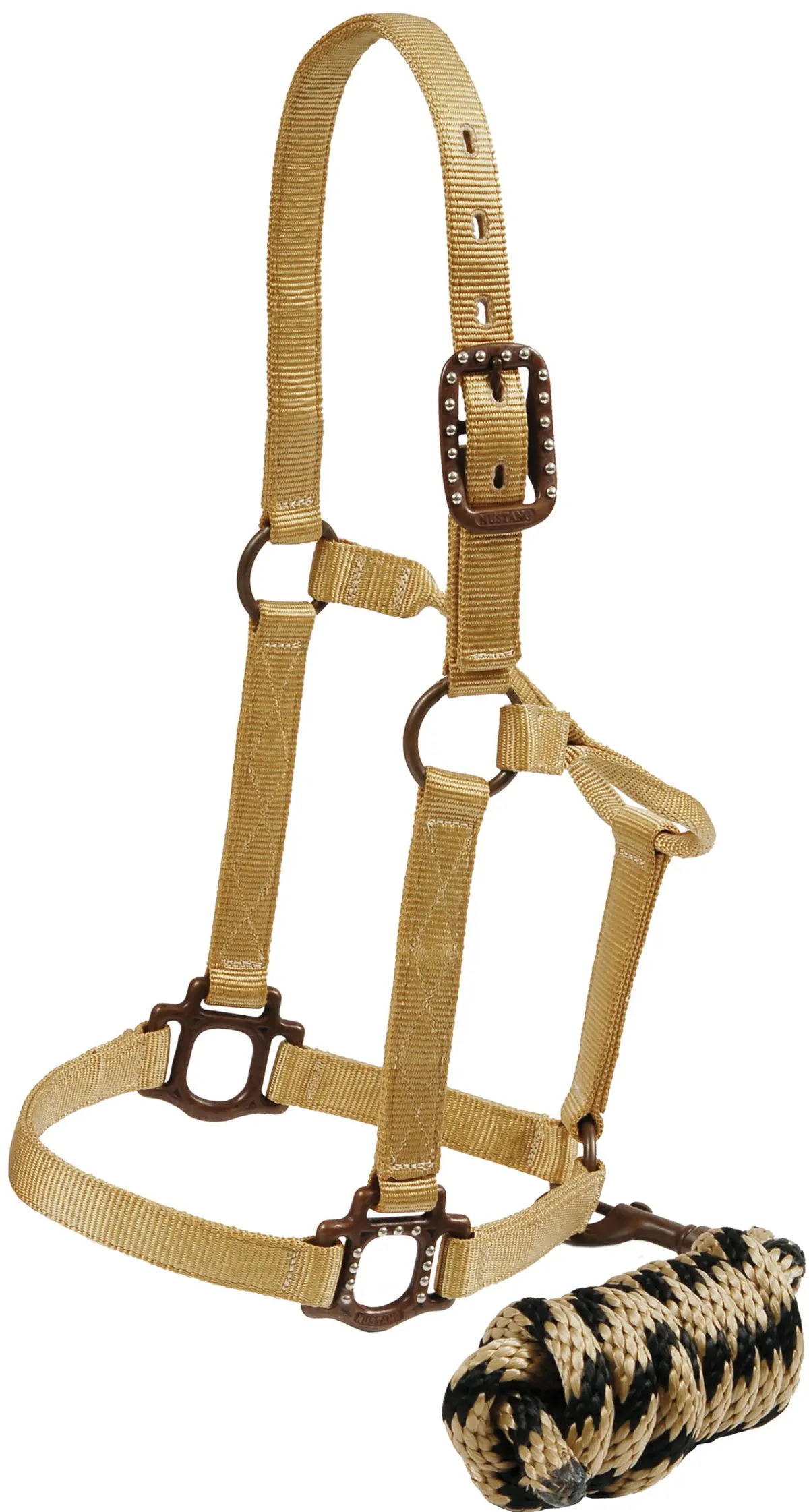 Antique Dot Halter 1" With Lead - Tan 1