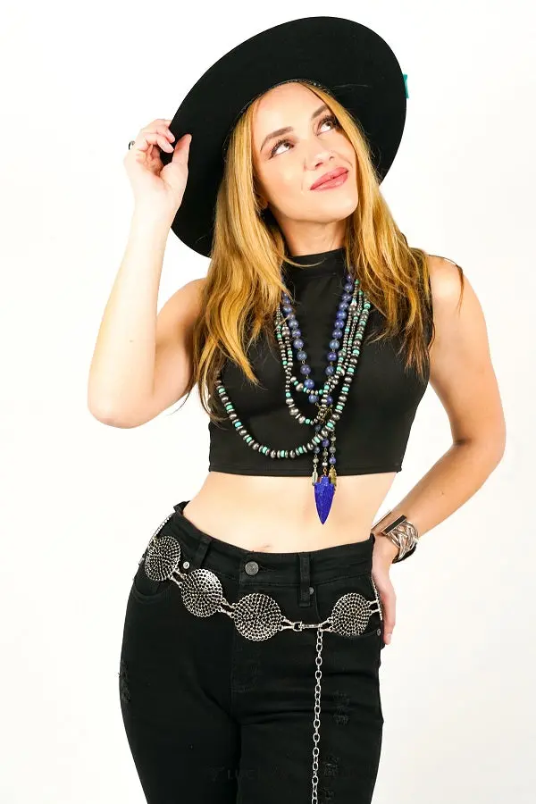 Black Turtle Neck Sleeveless Tank Top 1