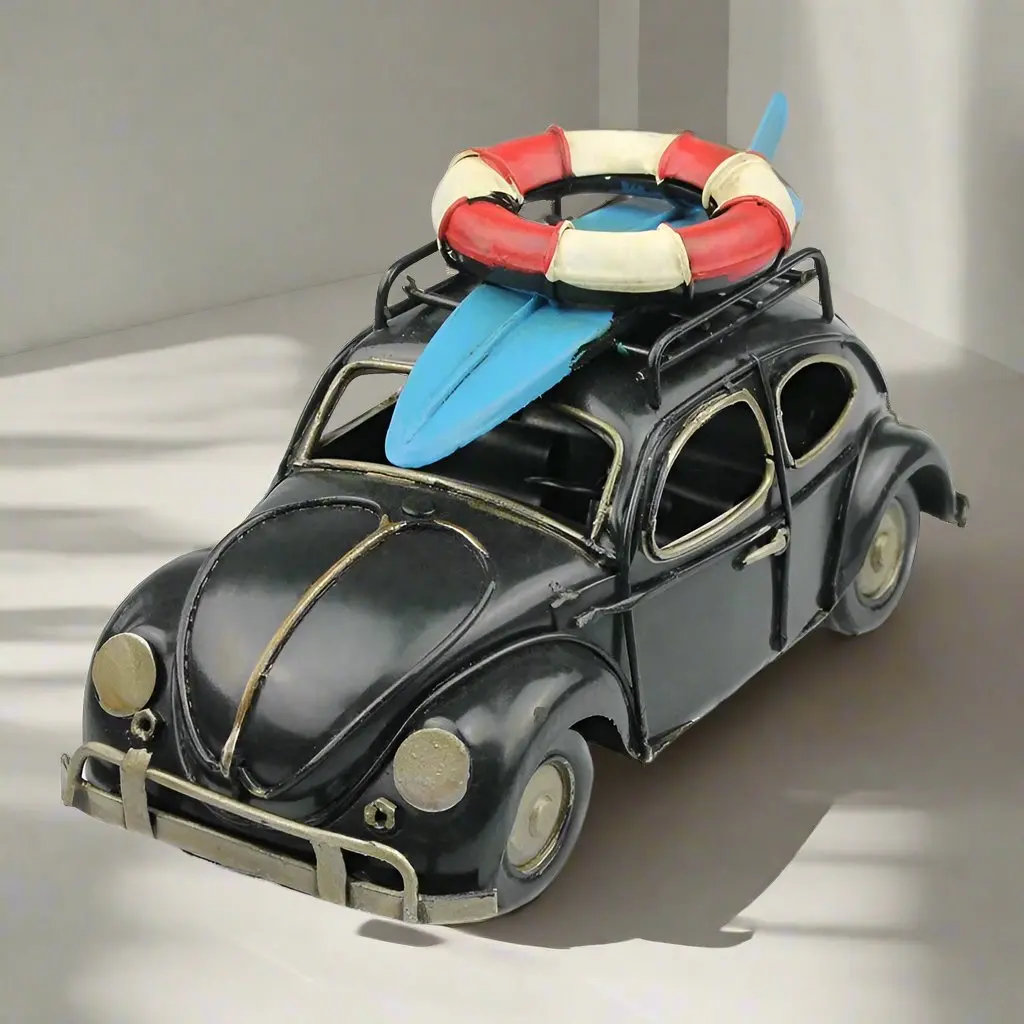 Black Fly Industries Antique Classical Car Model -  Handmade Retro Beetle Style 1