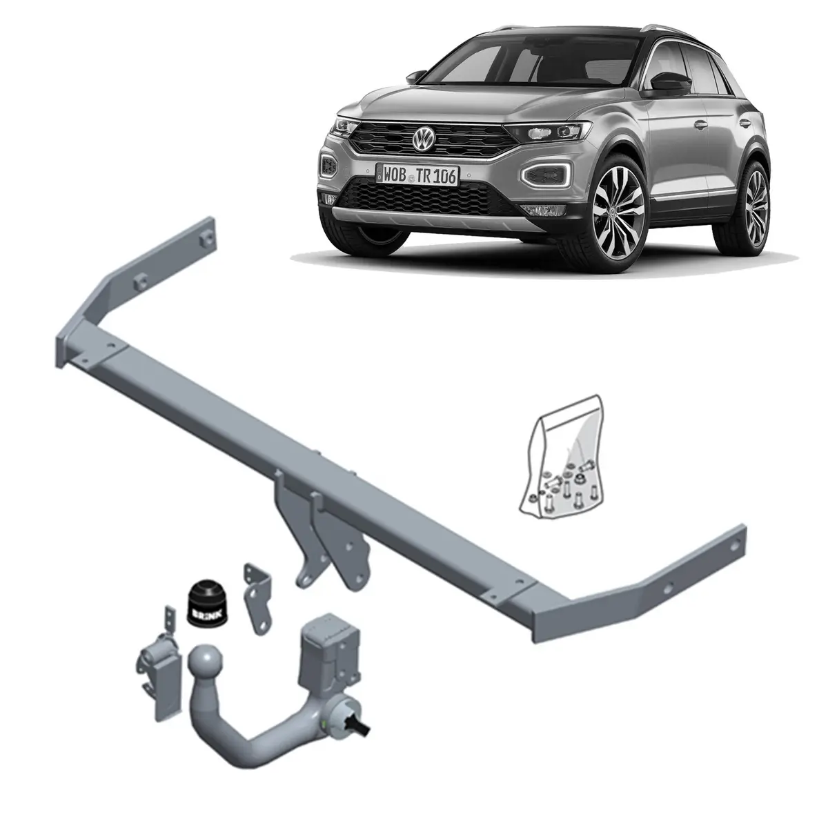 Brink European Style Towbar And Universal Wiring Harness For Volkswagen T-Cross (12/2018 - On) 1
