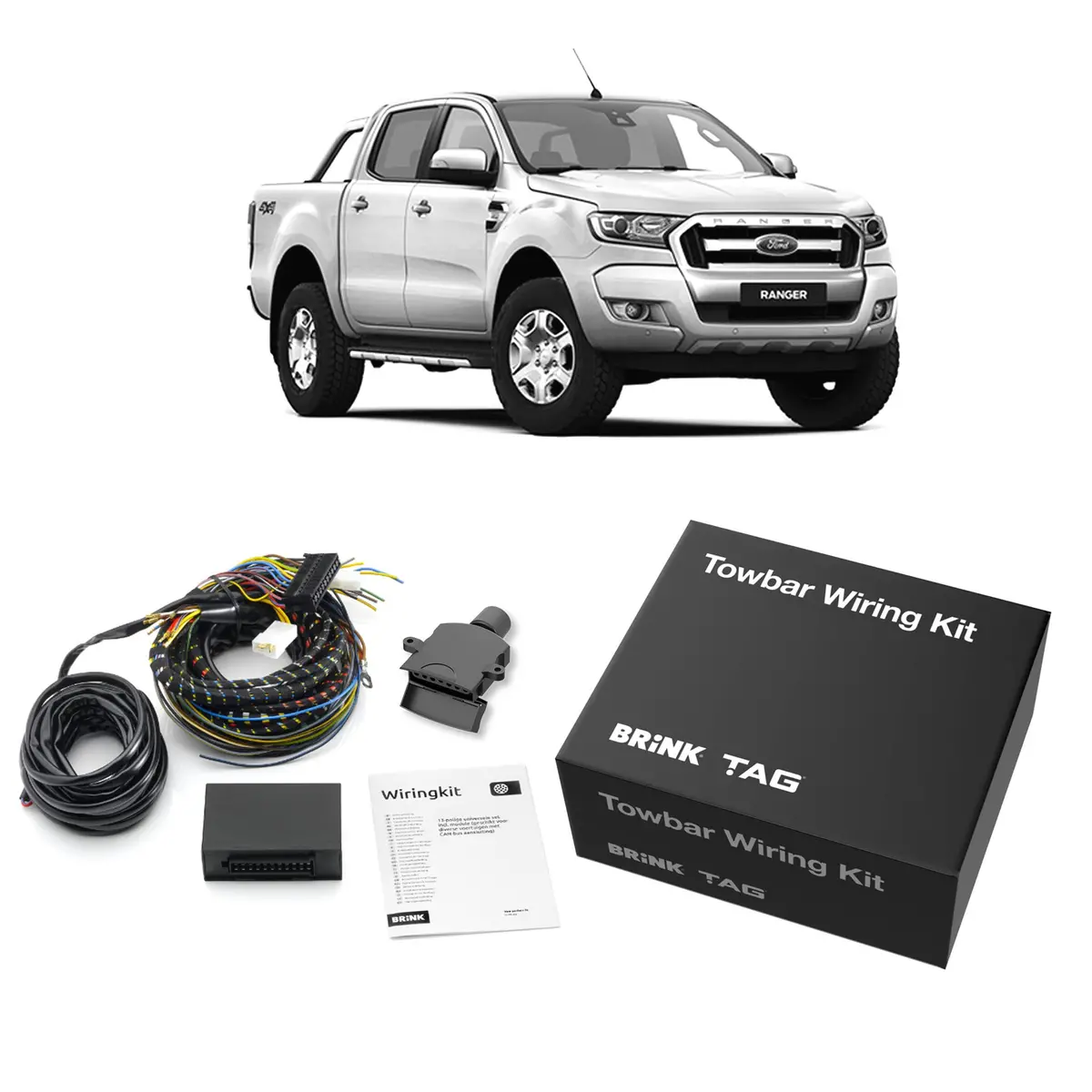 Tag Heavy Duty Towbar & Wiring Harness Kit For Ford Ranger Styleside Tub Year Models (03/2014 - 07/2015) Only 2