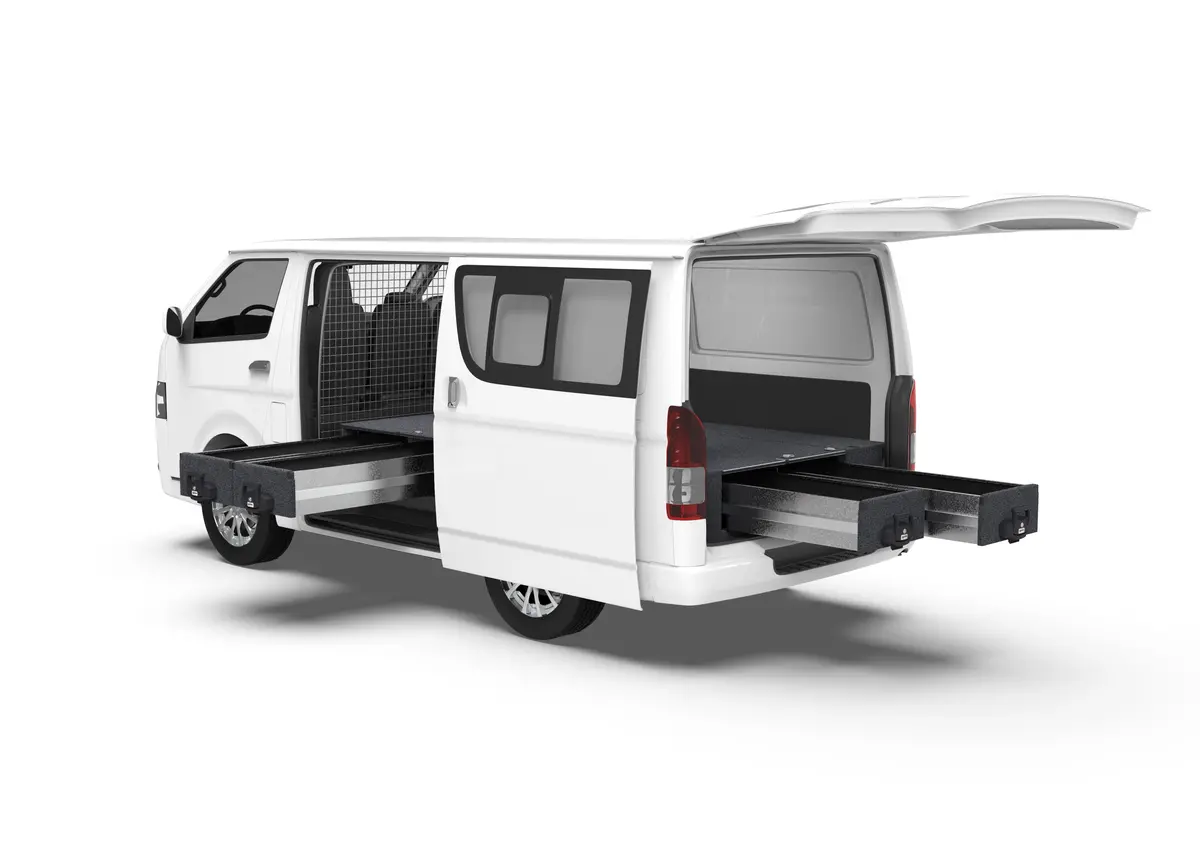 Toyota Hiace (2005-2019) Full Van 4Wd Interiors Fixed Floor Side Drawers & Fixed Floor Rear Drawers Van 1