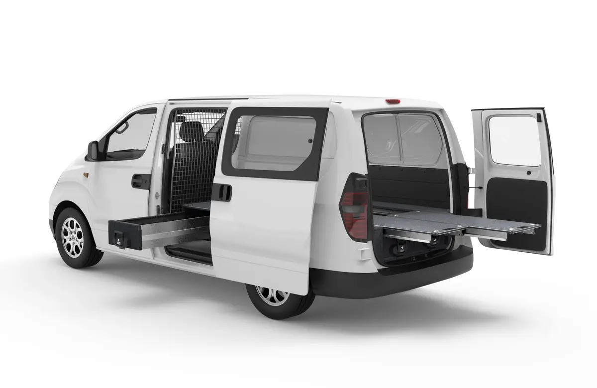 Hyundai Iload (2009-2021) Full Van 4Wd Interiors Fixed Floor Side Drawers & Dual Roller Floor Rear Drawers Van 1