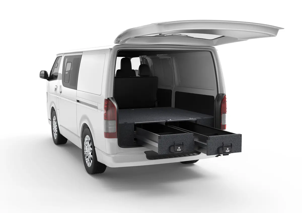 Toyota Hiace (2005-2019) Rear Access 4Wd Interiors Fixed Floor Drawers Van 1