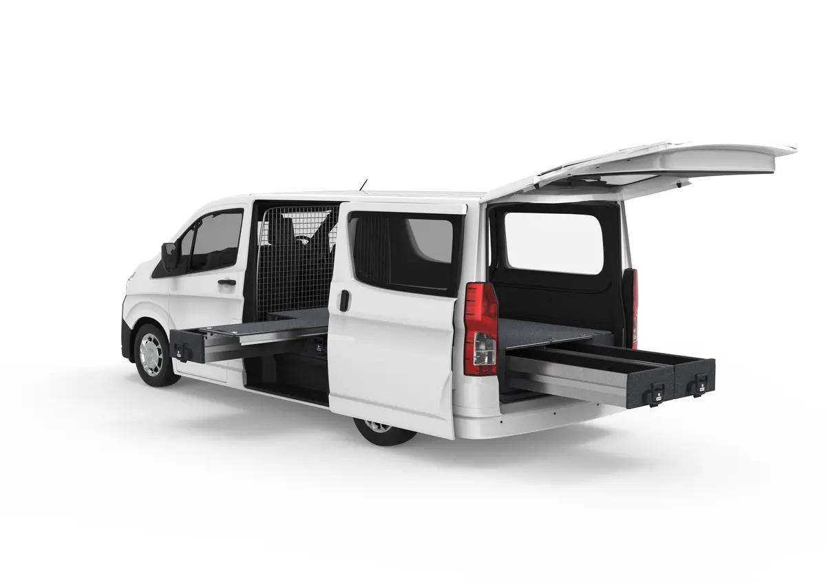 Toyota Hiace (2019-2025) Full Van 4Wd Interiors Single Roller Floor Side Drawers & Fixed Floor Rear Drawers Van 1
