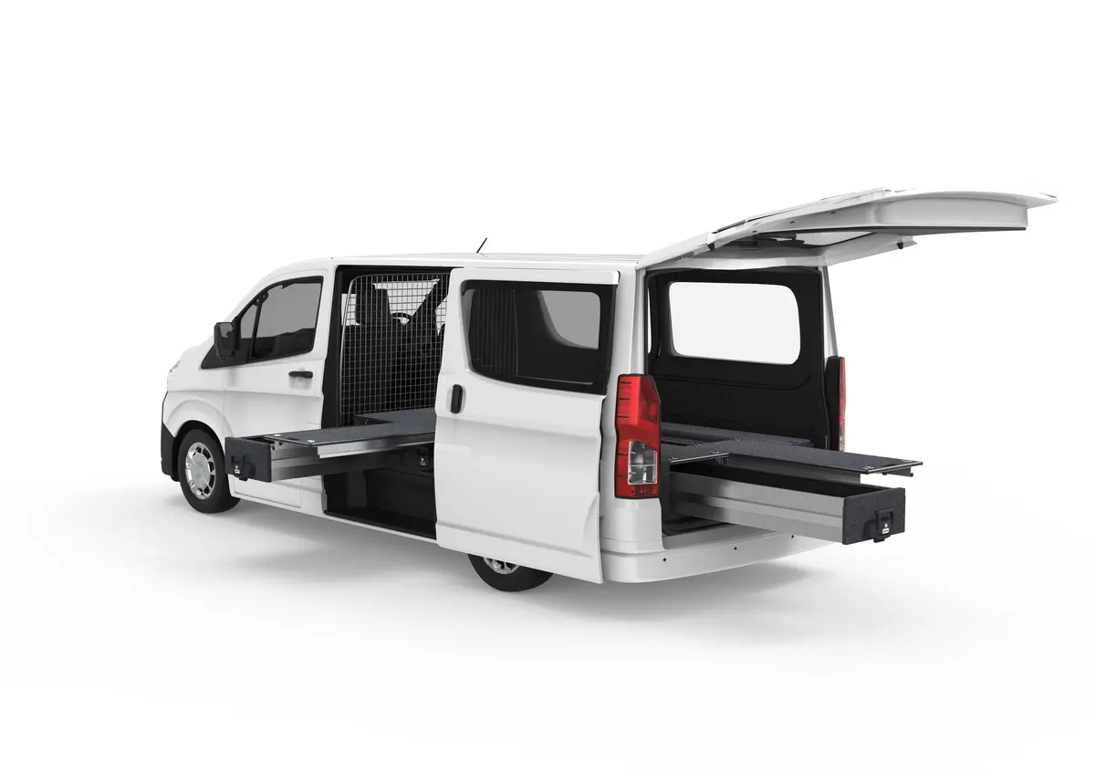 Toyota Hiace (2019-2025) Full Van 4Wd Interiors Single Roller Floor Side Drawers & Single Roller Floor Rear Drawers Van 1