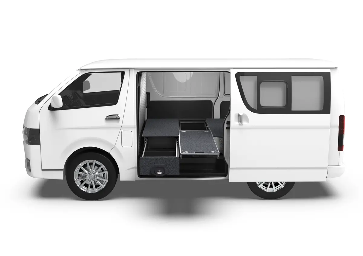 Toyota Hiace (2005-2019) Side Access 4Wd Interiors Single Roller Floor Drawers Van 1