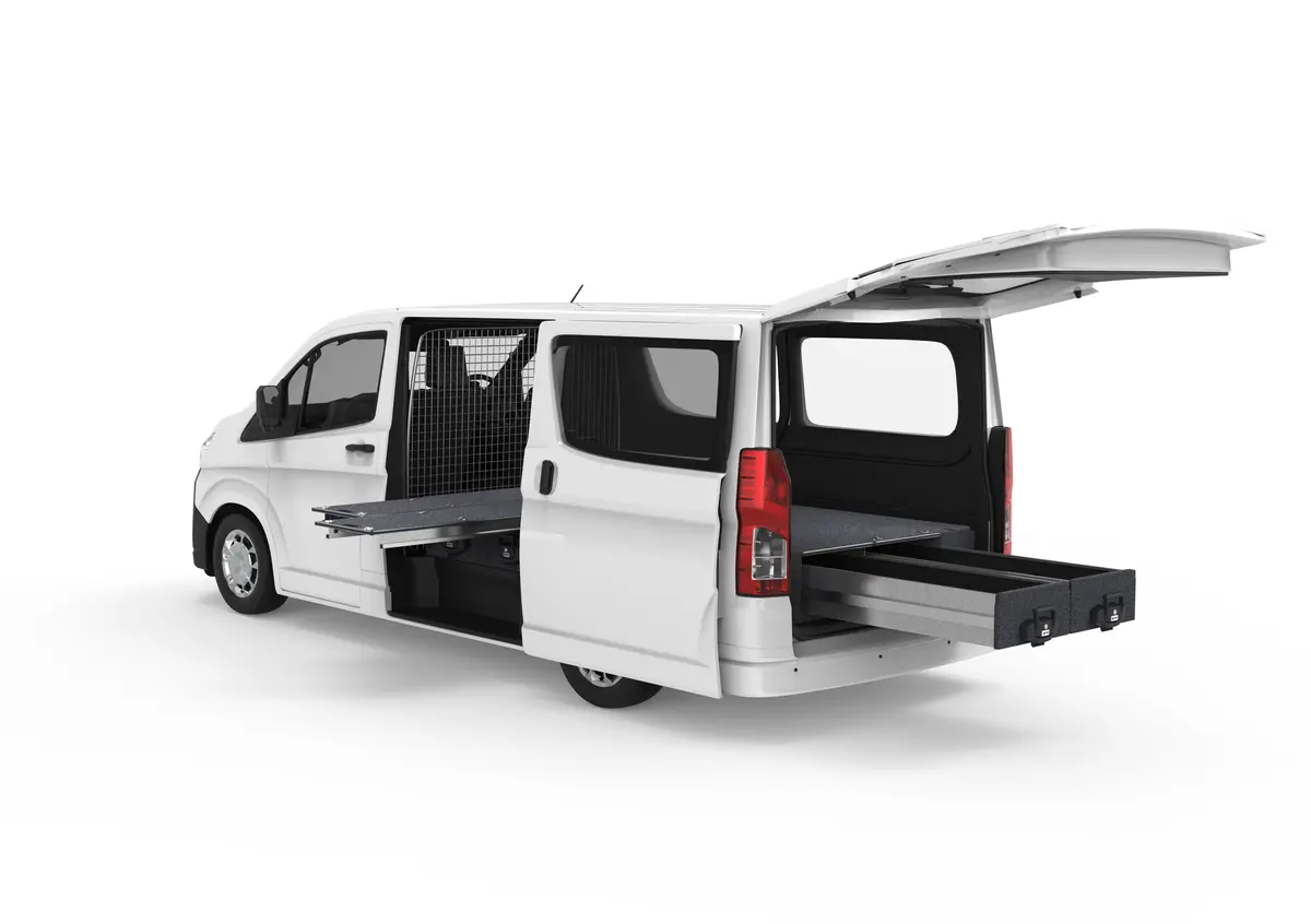 Toyota Hiace (2019-2025) Full Van 4Wd Interiors Dual Roller Floor Side Drawers & Fixed Floor Rear Drawers Van 1