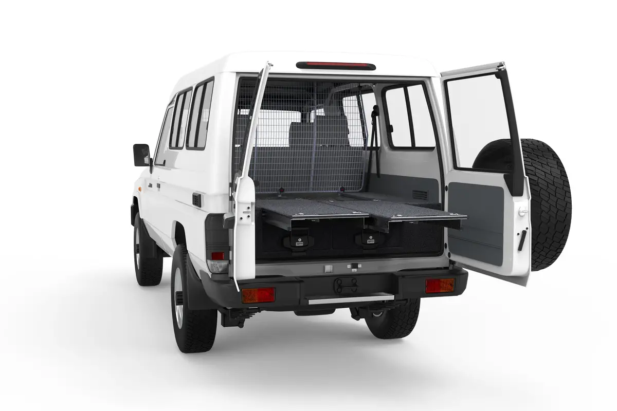 Toyota Landcruiser 78 Series (1985-2006) V8 Gxl Troop Carrier 4Wd Interiors Dual Roller Floor Drawers 1