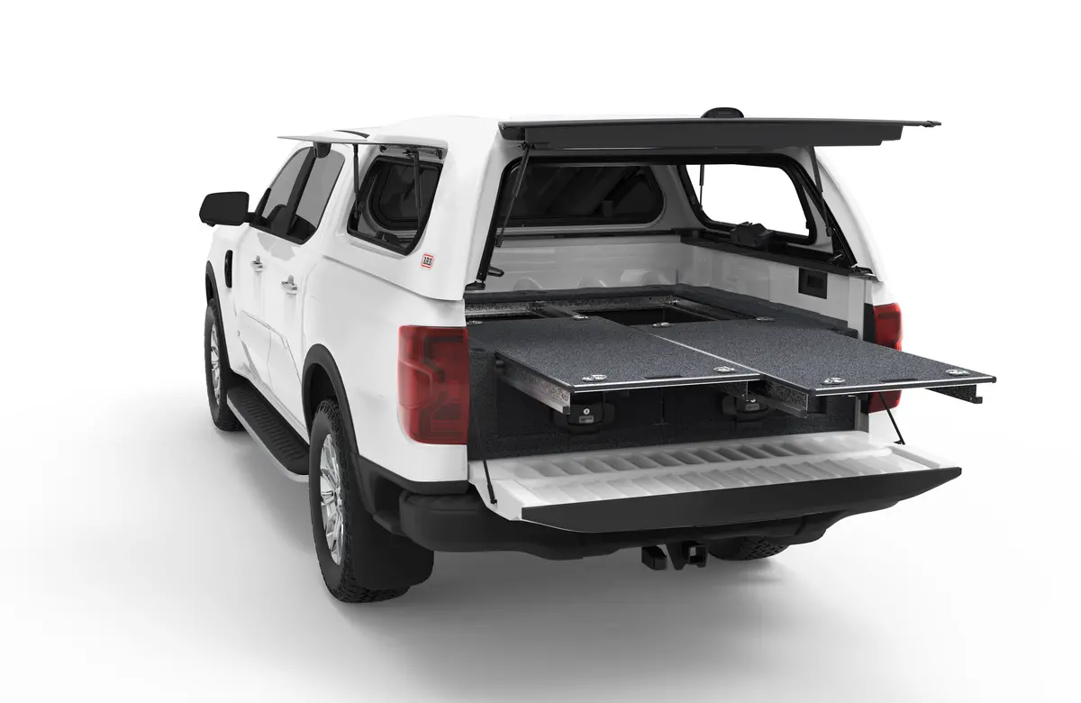 Ford Ranger (2022-2027) Next Gen 4Wd Interiors Dual Roller Floor Drawers (Dual Cab) 1