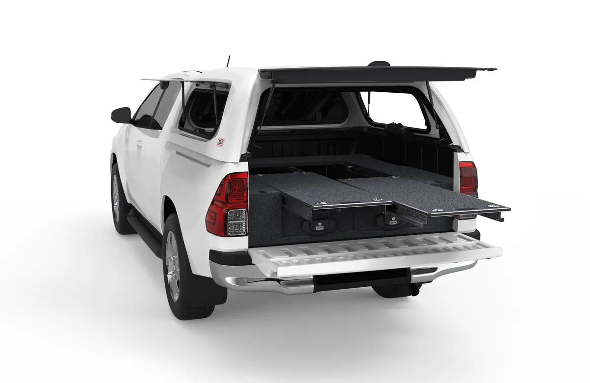 Toyota Hilux (2021-2025) N80 Gun 4Wd Interiors Dual Roller Floor Drawers Extra Cab 1