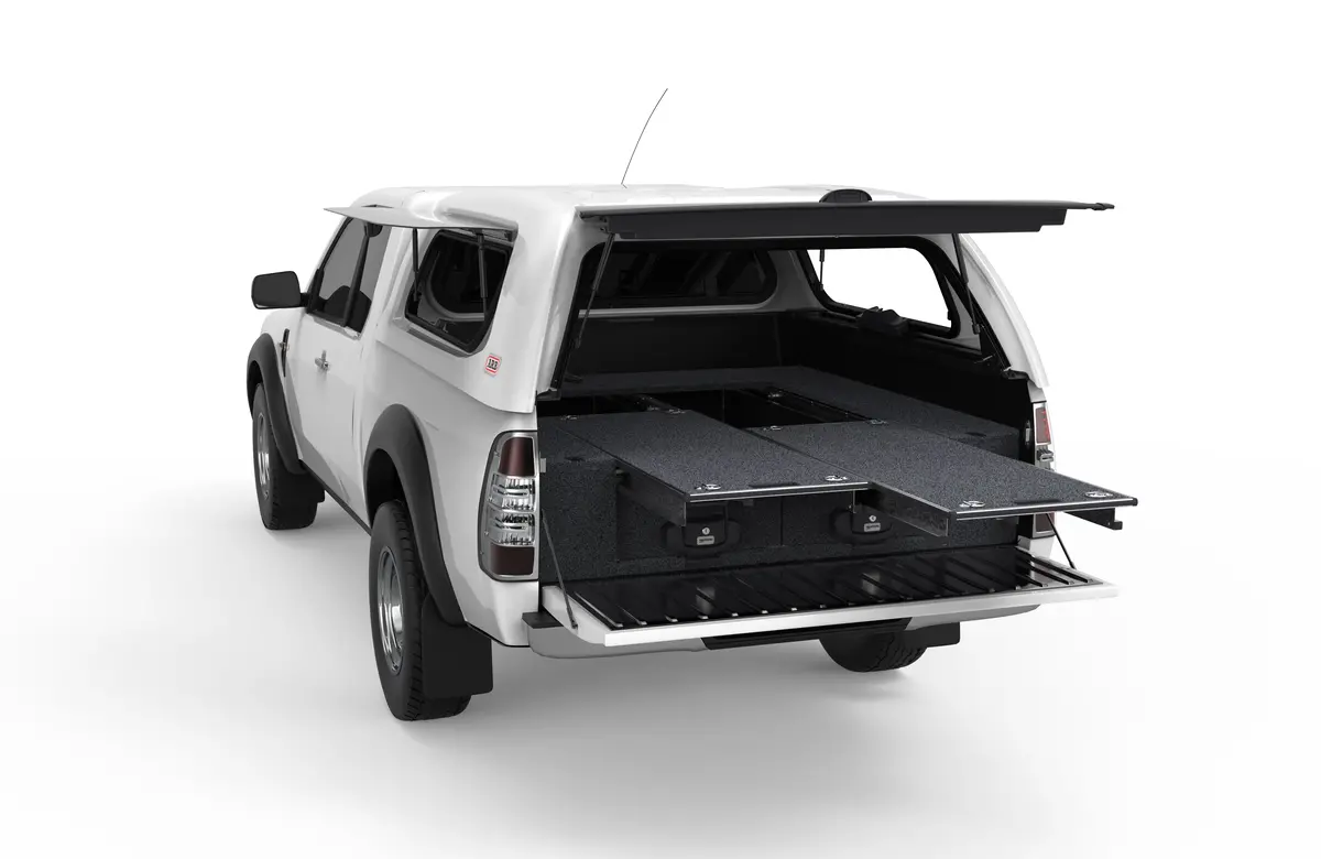 Ford Ranger (2006-2011) 4Wd Interiors Dual Roller Floor Drawers Super Cab/Extra Cab 1