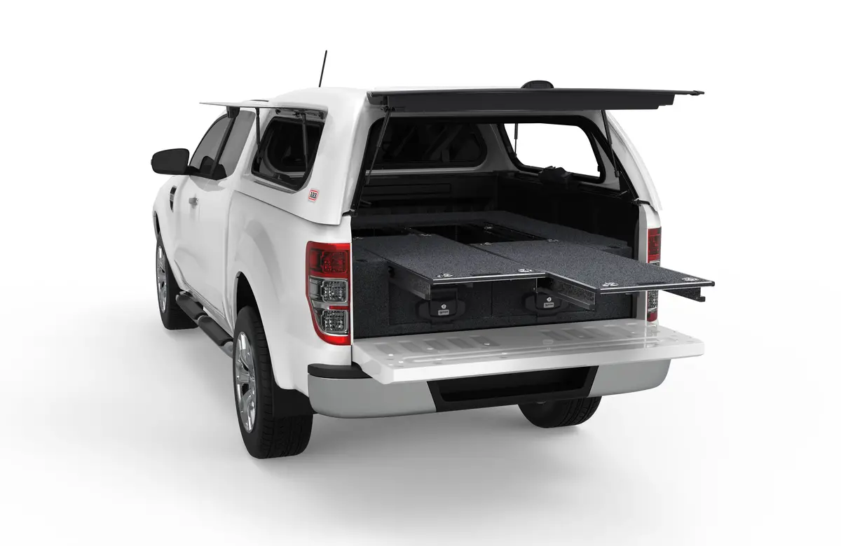 Ford Ranger (2011-2015) Pxi 4Wd Interiors Dual Roller Floor Drawers Super Cab/Extra Cab 1