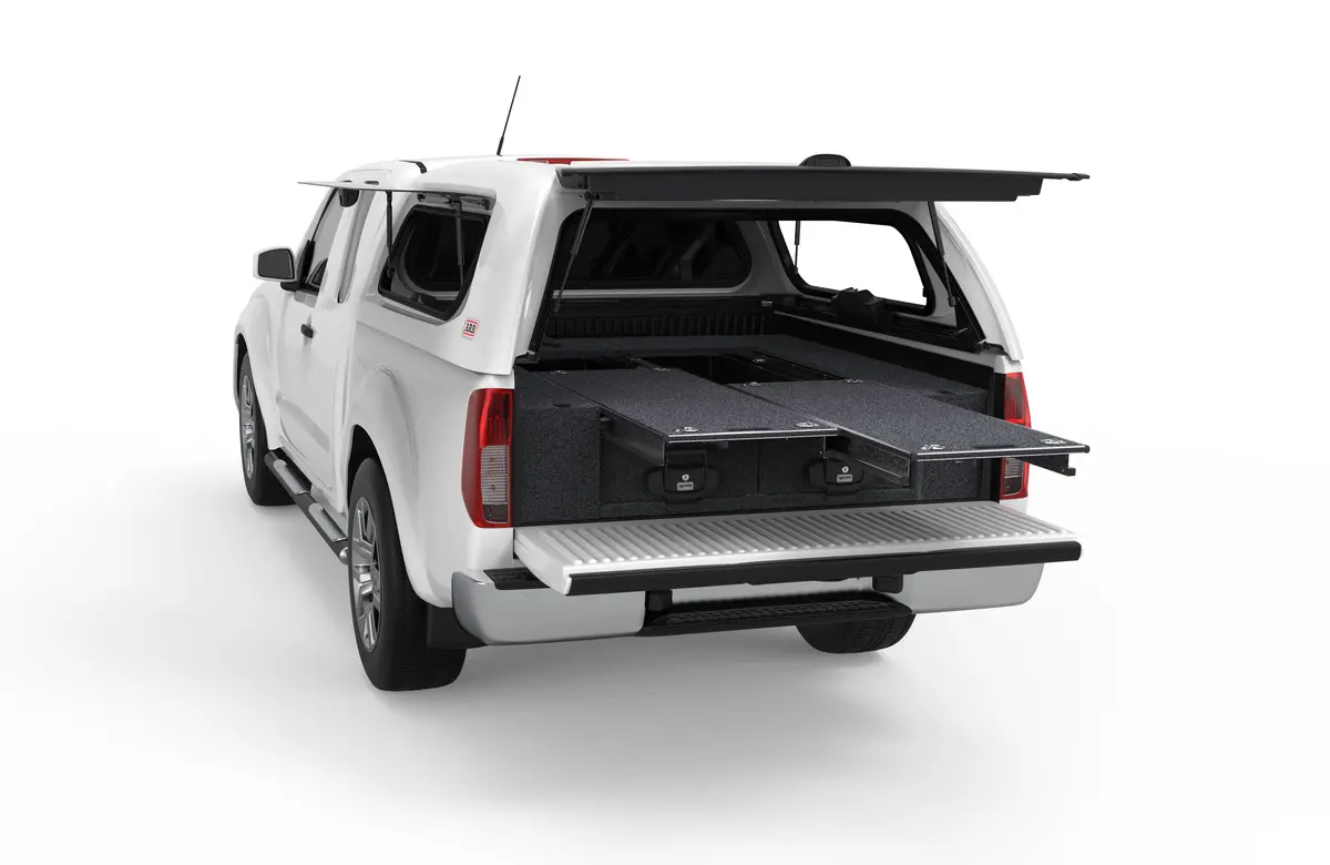 Nissan Navara (2005-2015) D40 Rx 4Wd Interiors Dual Roller Floor Drawers King/Extra Cab 1
