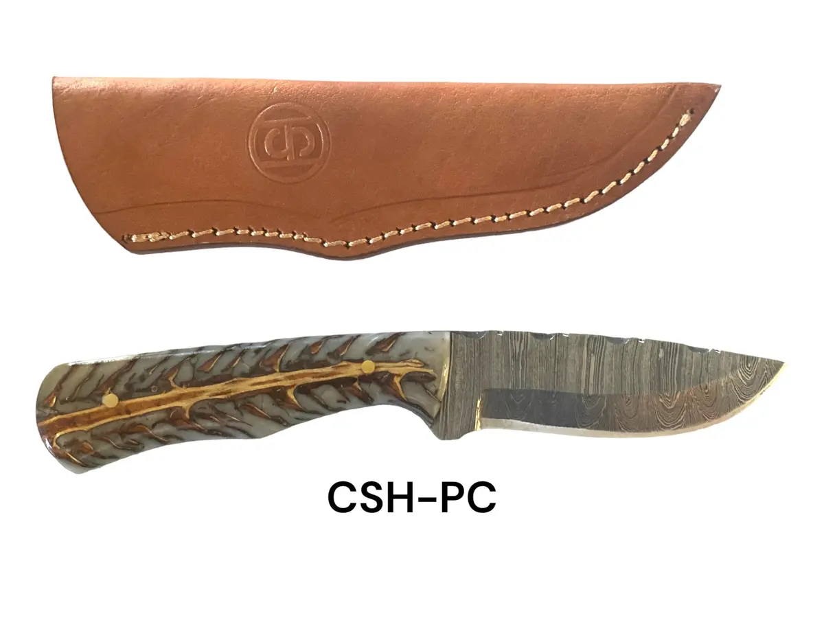 Circle Sh Knife 8" Damascus S/ Pinecone Handle. 1