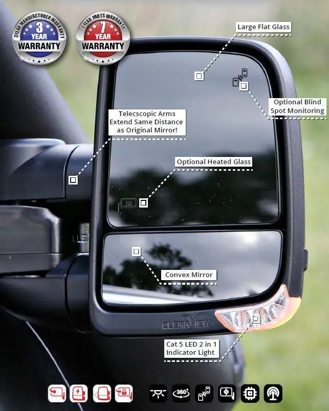 Toyota Prado 120 Series (2002-2009) Clearview Towing Mirrors 6