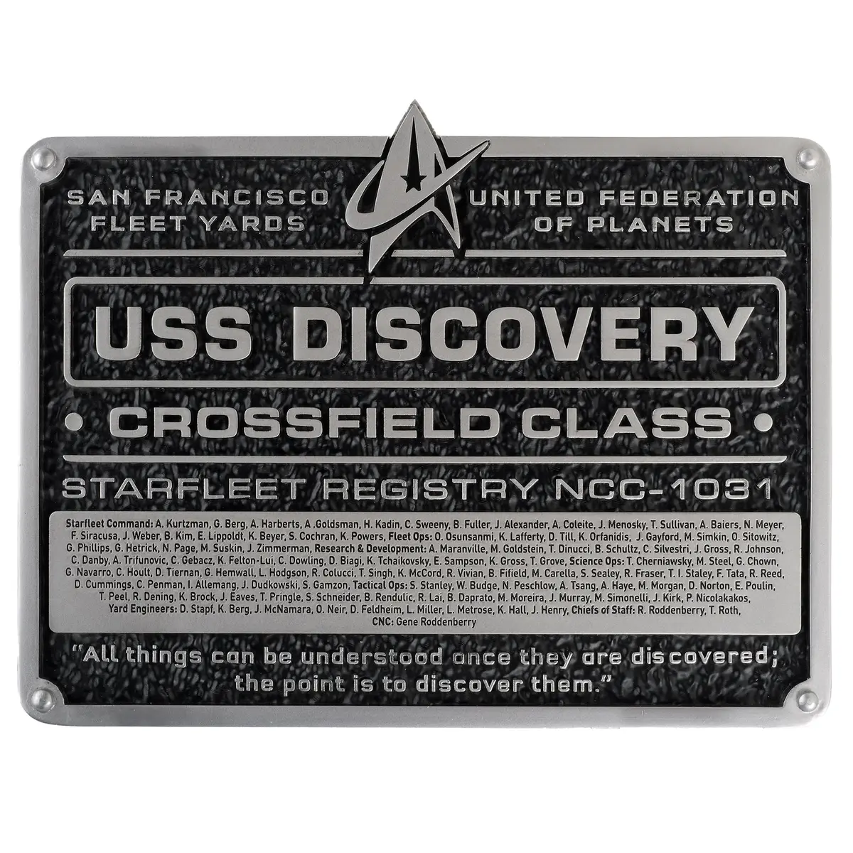 Star Trek Discovery: U.S.S. Discovery Dedication Plaque 1