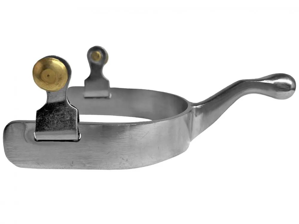 Showman Stainless Steel Humane Spurs With Brass Buttons 1