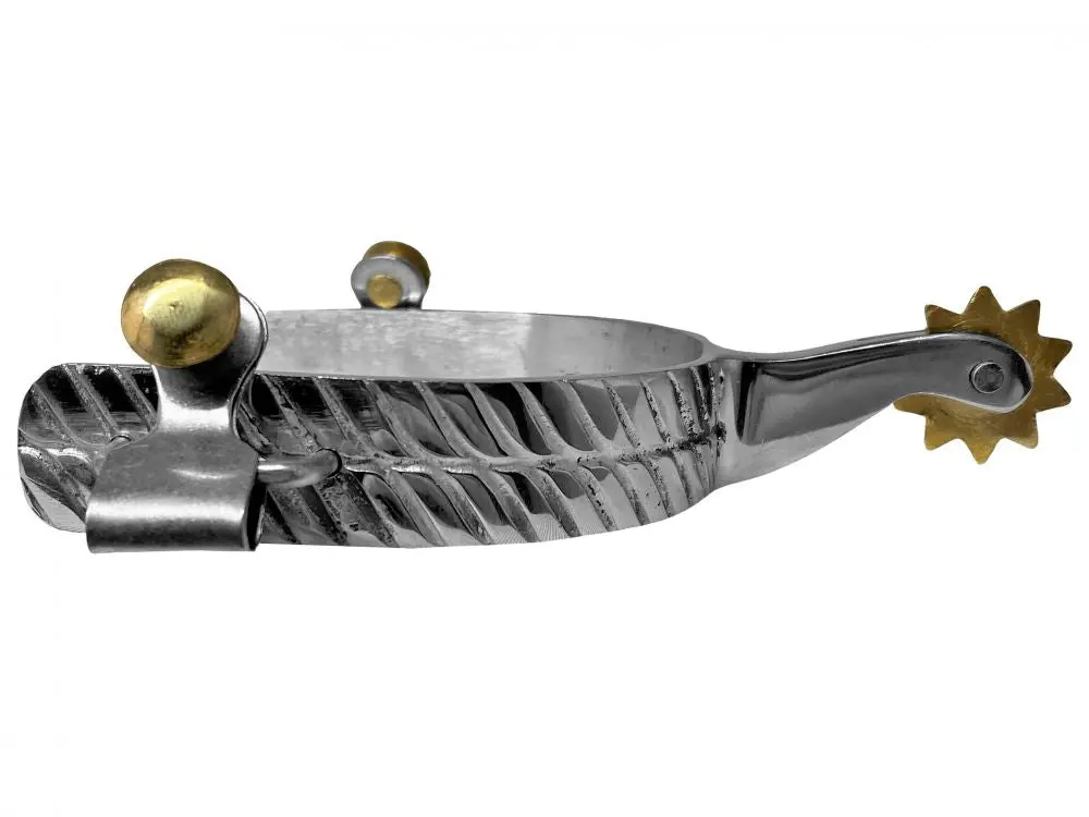 Showman ® Stainless Steel Engraved Spurs With Brass Rowels. 1