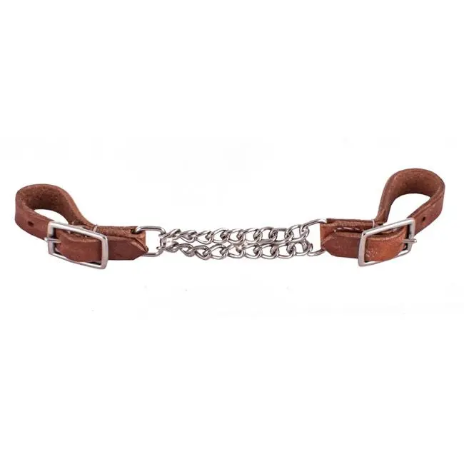 Showman Harness Leather Adjustable Curb Chain, With Double Chain 1