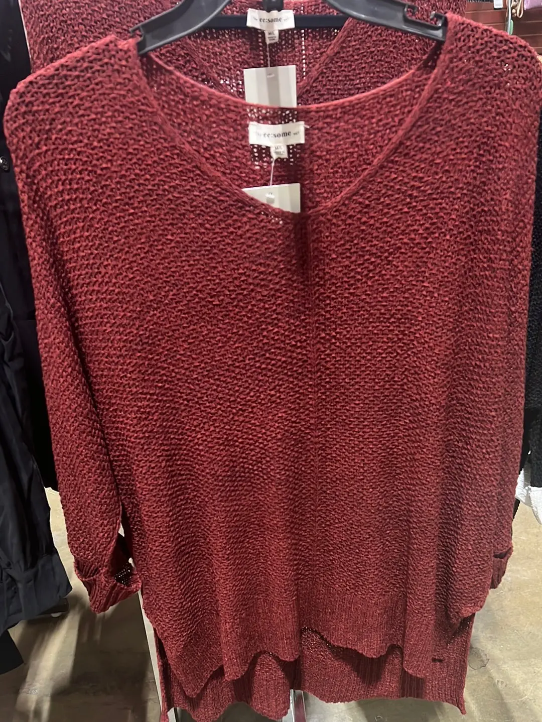 Knit Sweater Red Burgundy 1