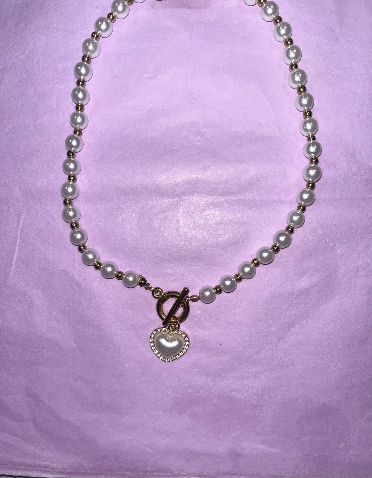 Pearl Heart Buckle Necklace 1