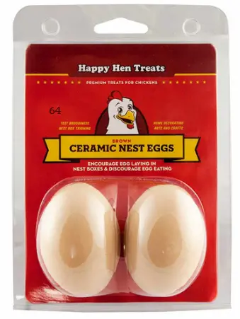Happy Hen Ceramic Nest Egg Brown 2Pk 1