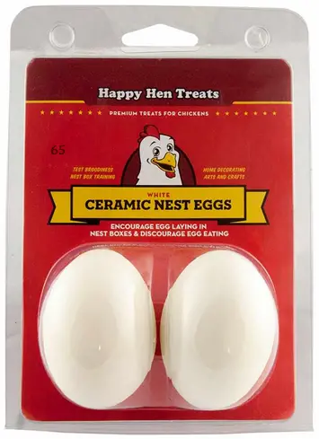 Happy Hen Ceramic Nest Egg White 2Pk 1