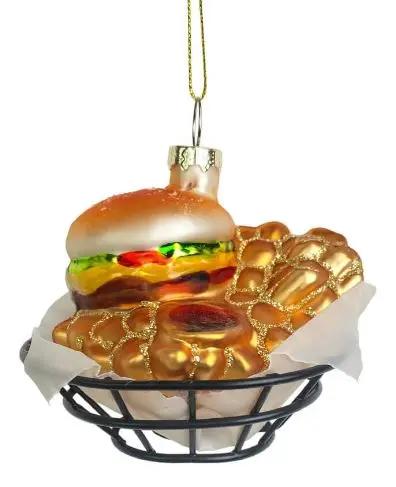 Hamburger Basket With Fries Ornament 1