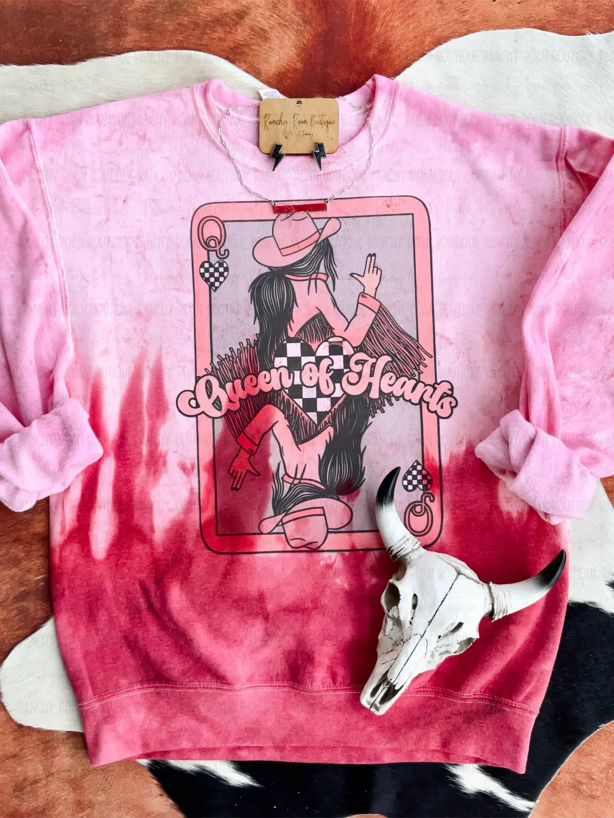 Queen Of Hearts 💕 Western Dyed Sweatshirt 1