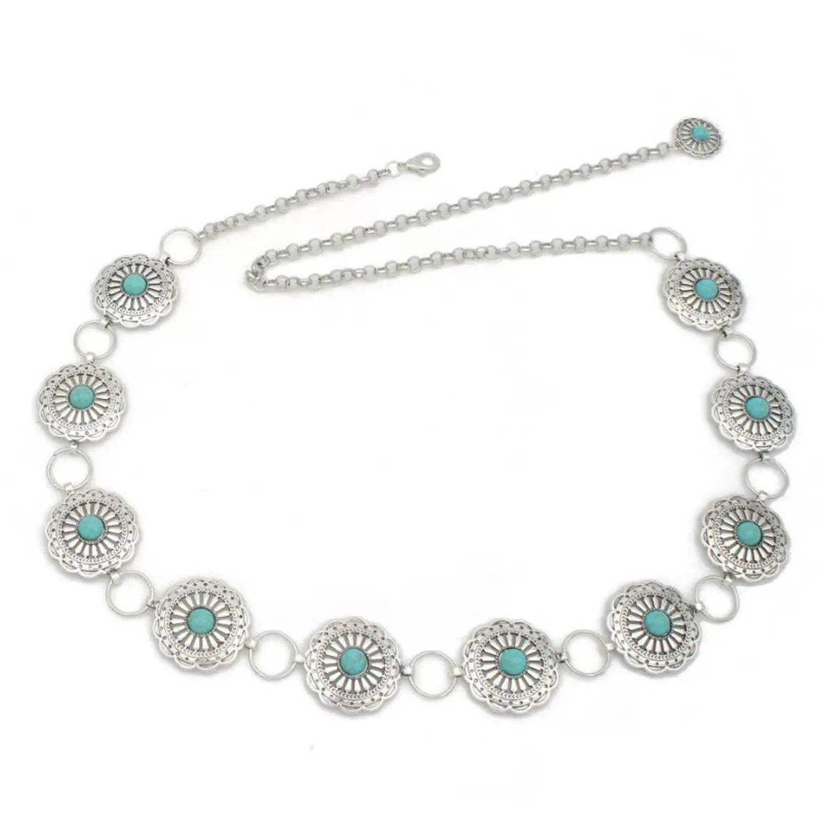 South Western Circle Linked Concho Chain Belt 1