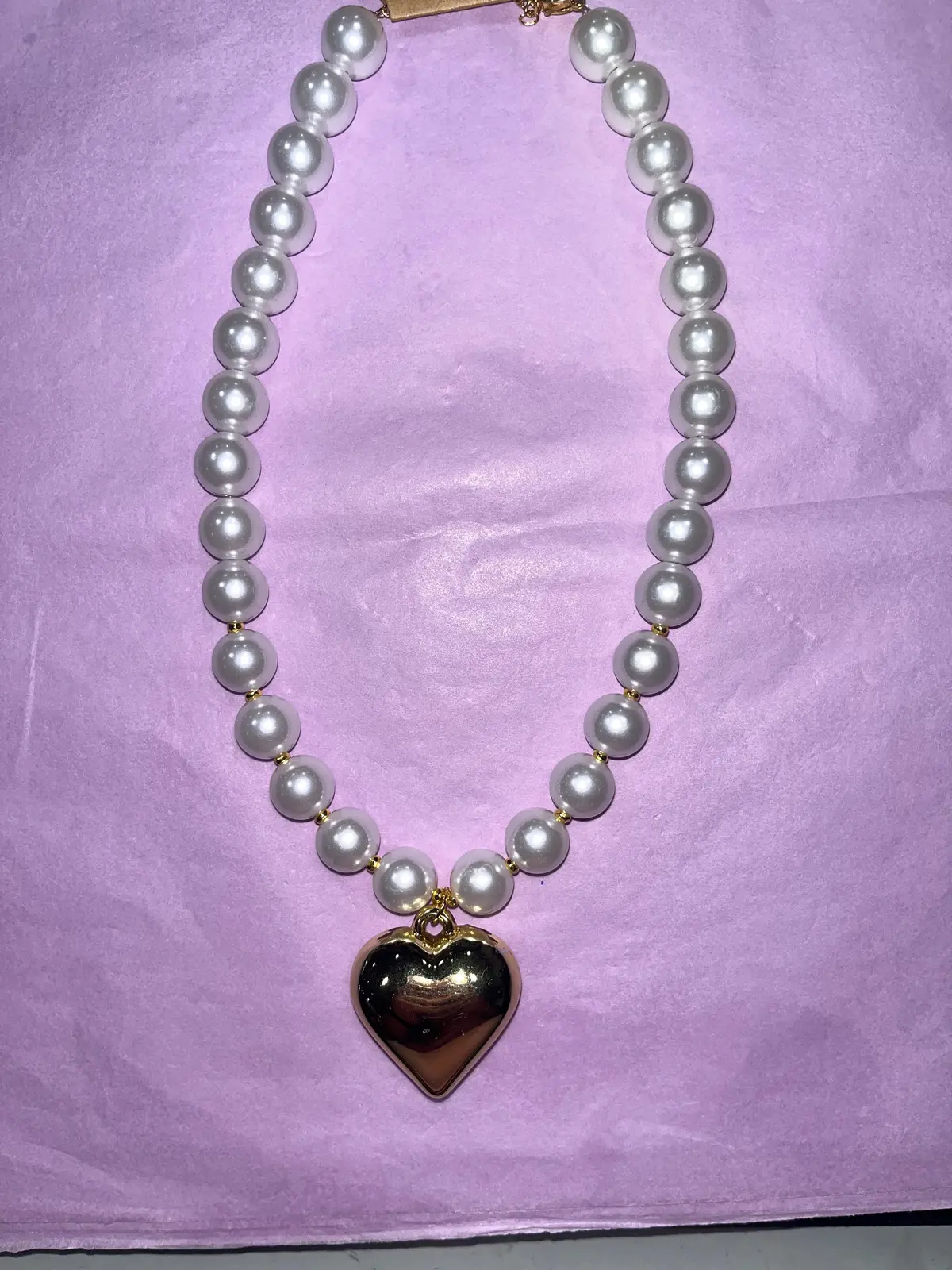 Big Heart Pendant Pearl Necklace 1