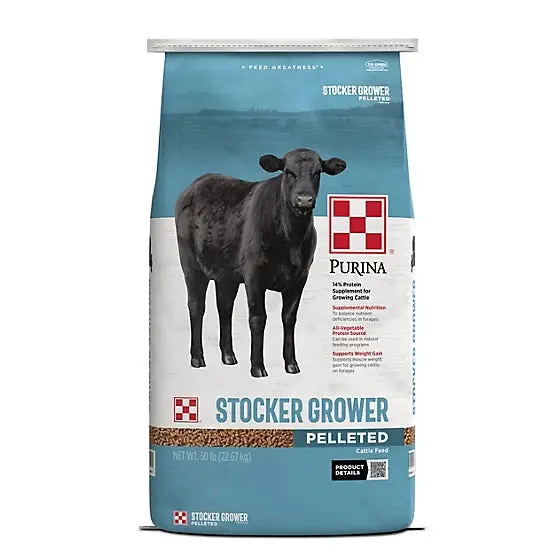 Purina Stocker Grower Pelleted Cattle Feed, 3/8 Cube 50 Lb. Bag 1