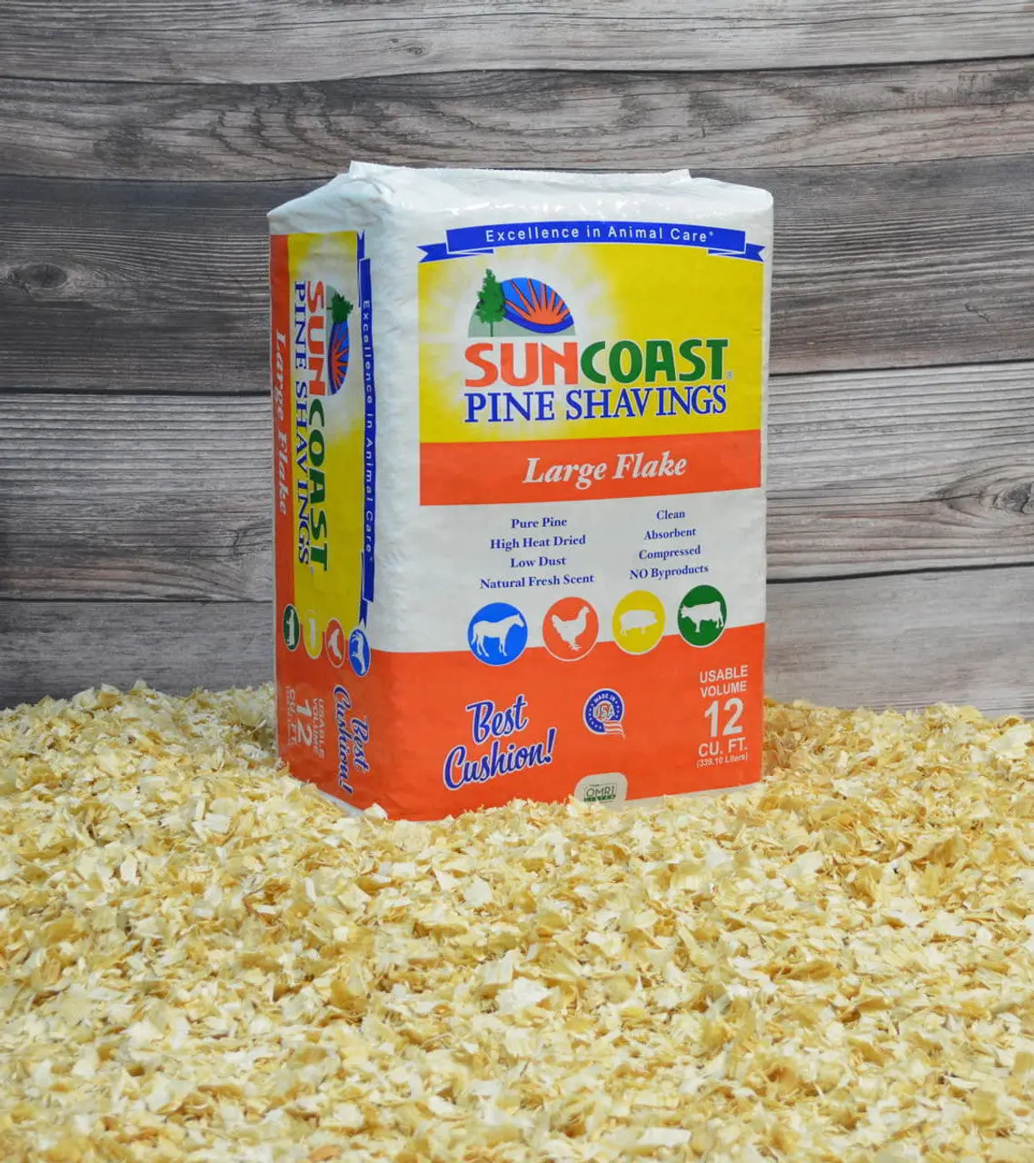 Suncoast® Pine Shavings 12 Cu Ft Large Flake Bag - Aserrin 1