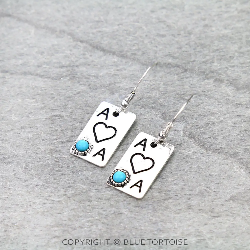 Western Ace Of Hearts Dangle Earrings 1