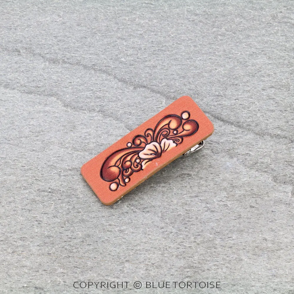 Floral Swirl Leather Hair Clip 1