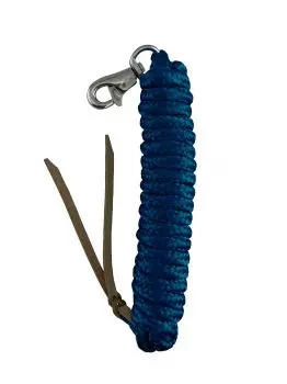 5/8" X 14' Leather End Nylon Pro Braid Training Lead With Trigger Bull Snap.-  Royal Blue 1