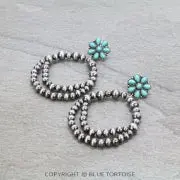 Western Navajo Style Pearl With Stone Stud Earrings 1