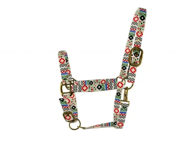 6653 -  White Aztec Design Nylon Horse Sized Halter 1