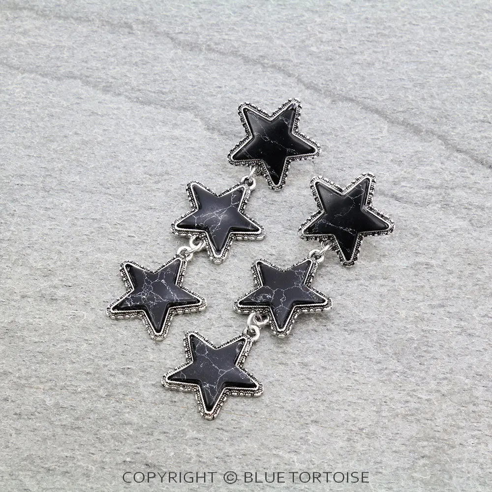 Triple Star Stone Stud Earrings 1
