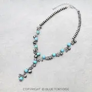 Navajo Style Pearl & Bead Y Necklace 1