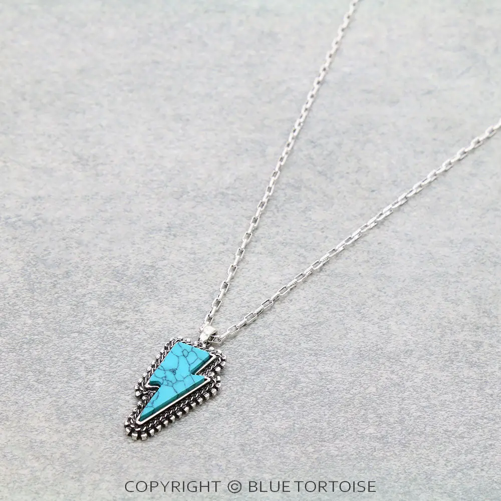 Western Hand Craft Stone Lightning Necklace 1