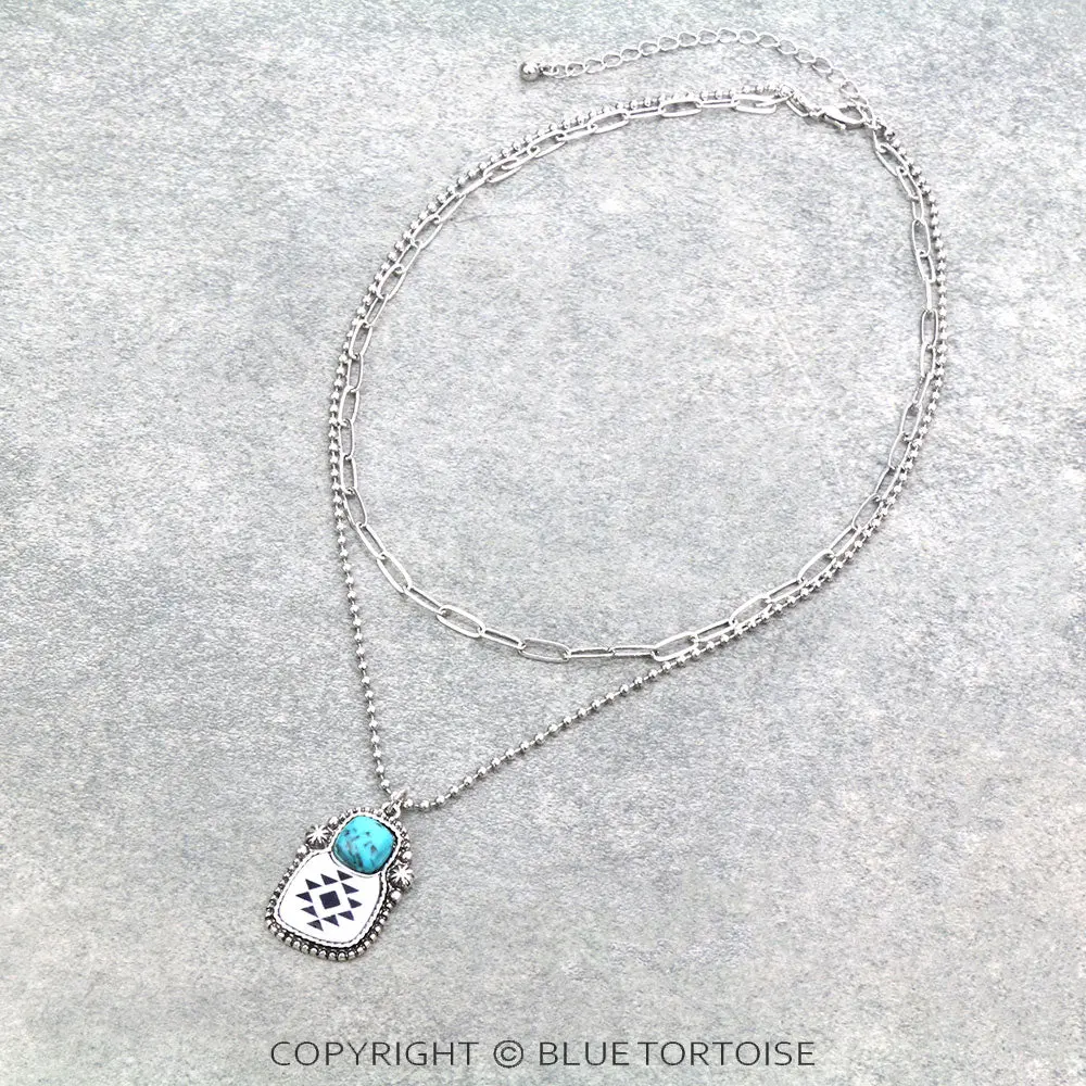 Epoxy Aztec With Stone Necklace 1