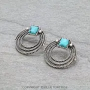 Twisted Wire Stone Stud Earrings 1